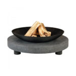 Prémium Kerti Bútorok - Esschert - Kerti fém tűzrakó tál gránit lapon